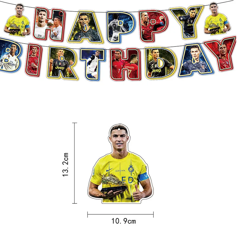 Cristiano Ronaldo Tema Festa di compleanno Figura Azione Immagine Banner Cake Topper Palloncino Baby Shower Decorazione Bambini Usa e getta