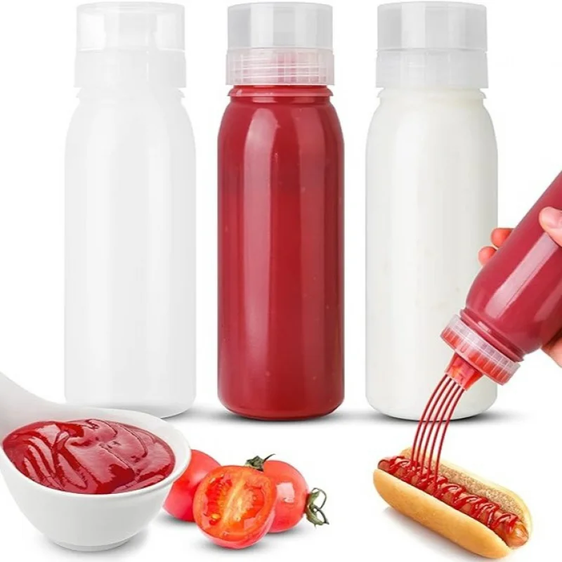 Garrafa de molho de apertar de cinco furos, garrafa de molho, molho de tomate, garrafa de molho de salada, garrafa de apertar de cinco furos, mar de óleo e vinagre