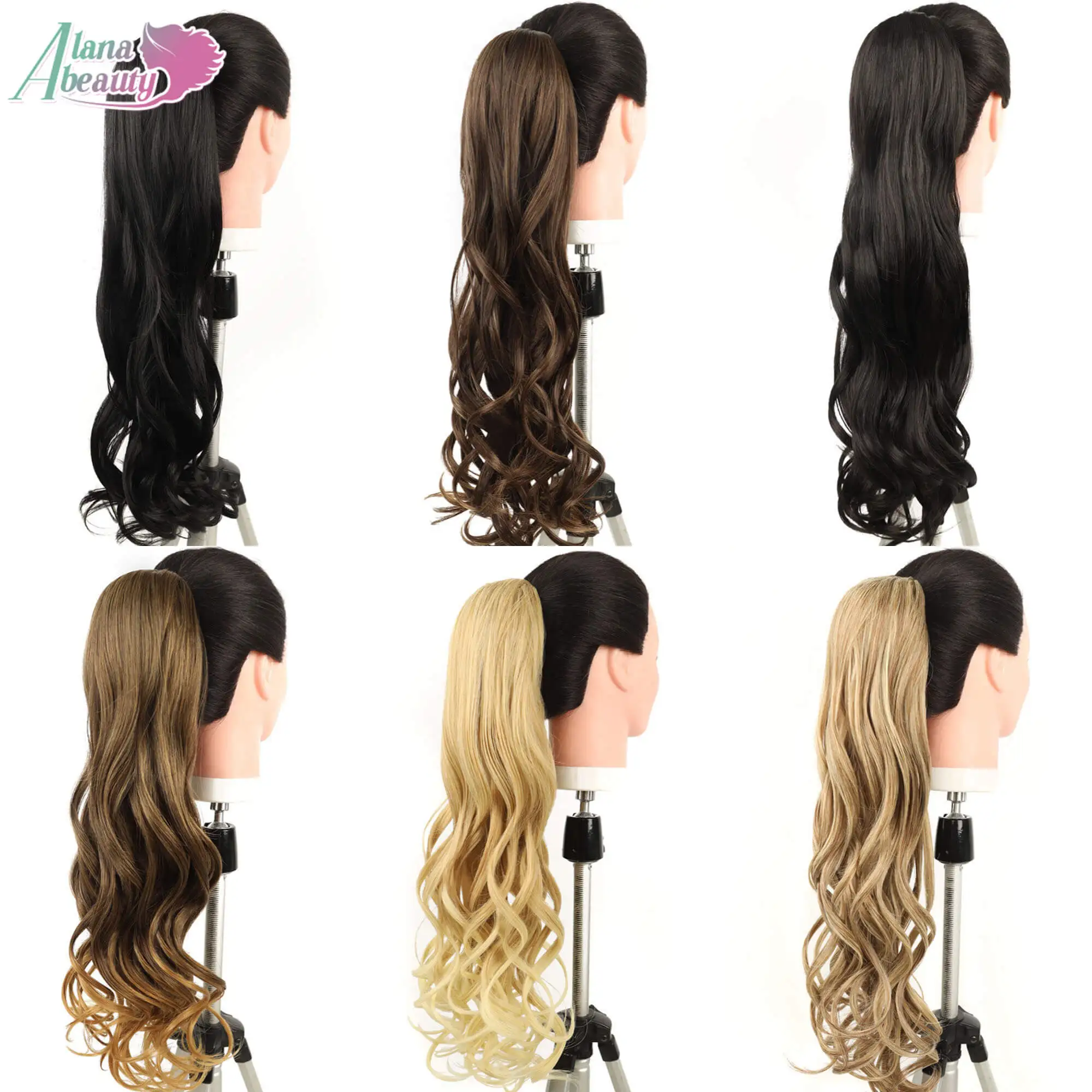 28inch Synthetic Body Wave Drawstring Ponytail Ombre Color Natural Curly Hair Long Pony Tail Wavy Clip In Extensions for Women