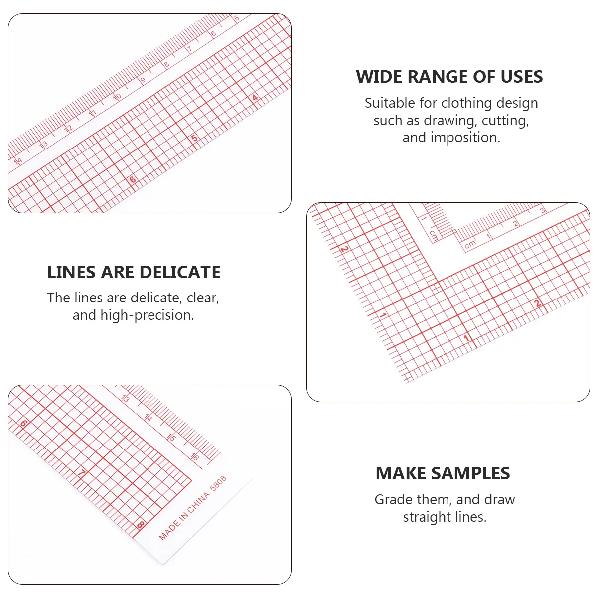 L-مربع الشكل حاكم الخياطة قياس الحكام خياط أداة للحرف اليدوية لتصميم الملابس قطع الدرجات الرسم عالية الدقة واضحة #2