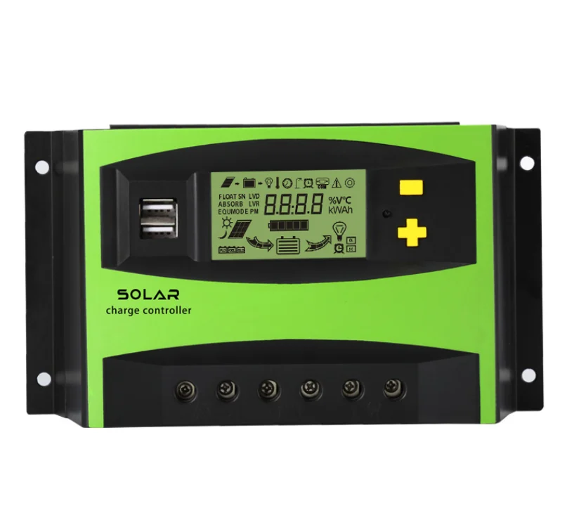 High Quality 20A 30A 40A 12V/24V Auto Solar System Controller PWM Solar Charge Controller With Dual USB Double Keys Optional