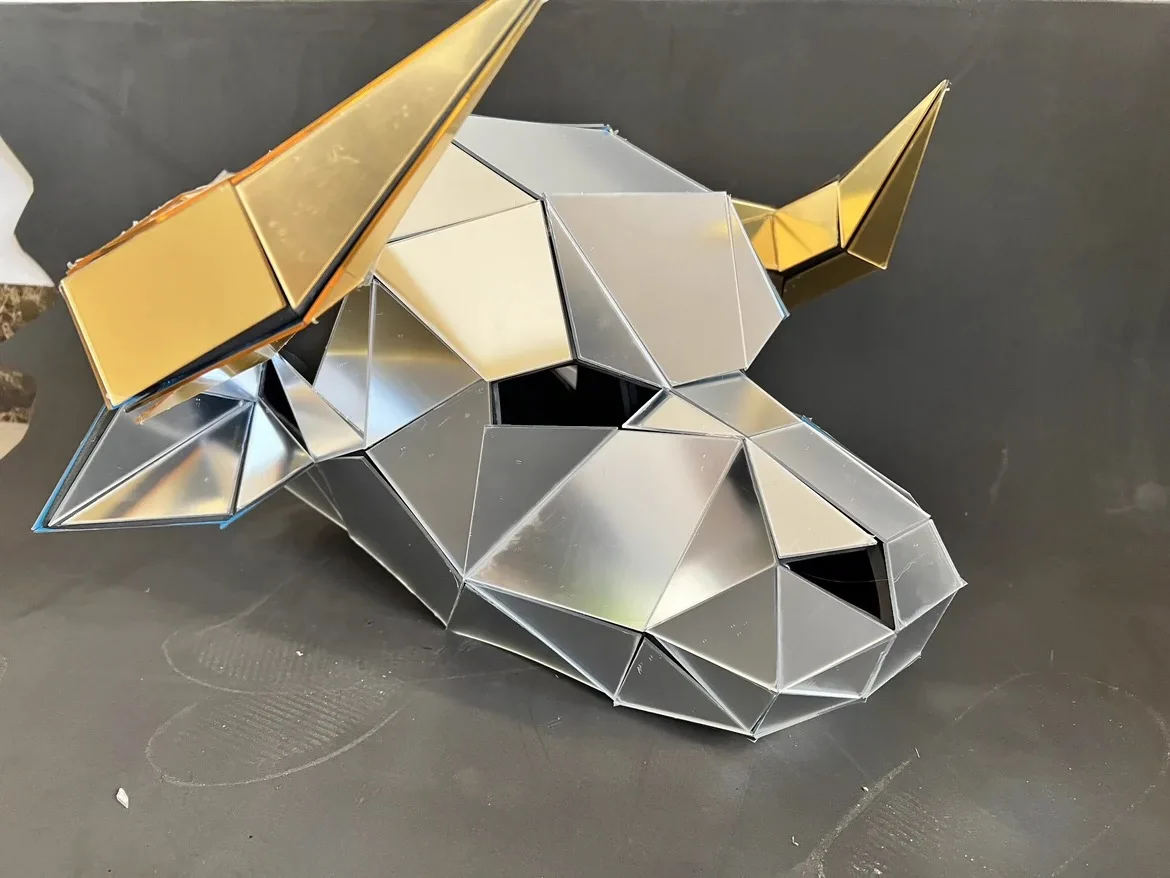 Mirror masks, animal helmets, celebration parties, nightclub performances, acrylic hats for stage shows.