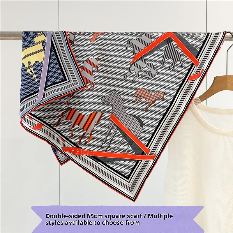 

Саржевый шелк 2025, новый темперамент, универсальный женский весенне-летний шелковый шарф тутового цвета, шаль оптом