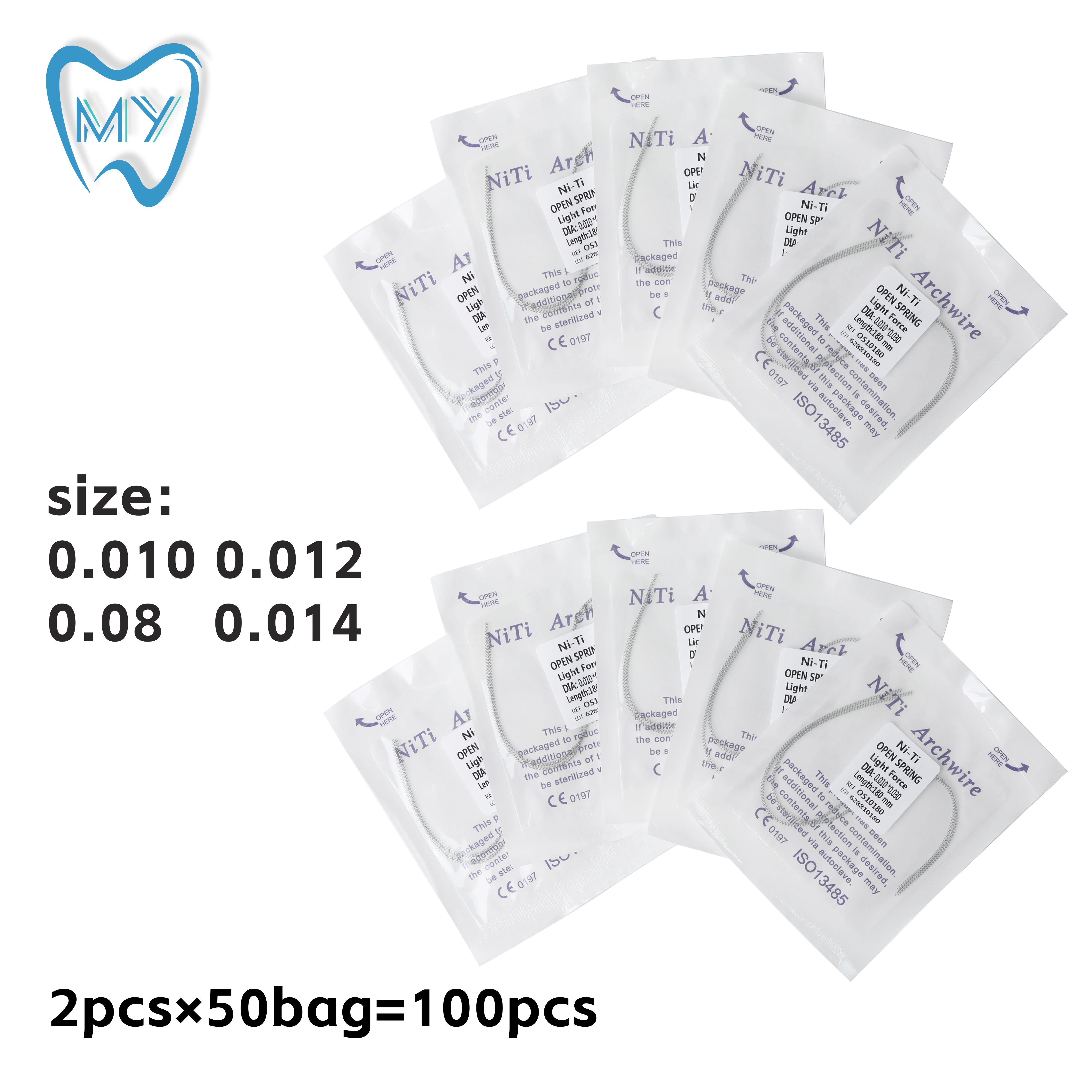

100pcs Dental Orthodontic Open Coil Spring Niti Elastic Open and Closed Distalized Springs 0.008 0.010 0.012 0.014 Length 180mm