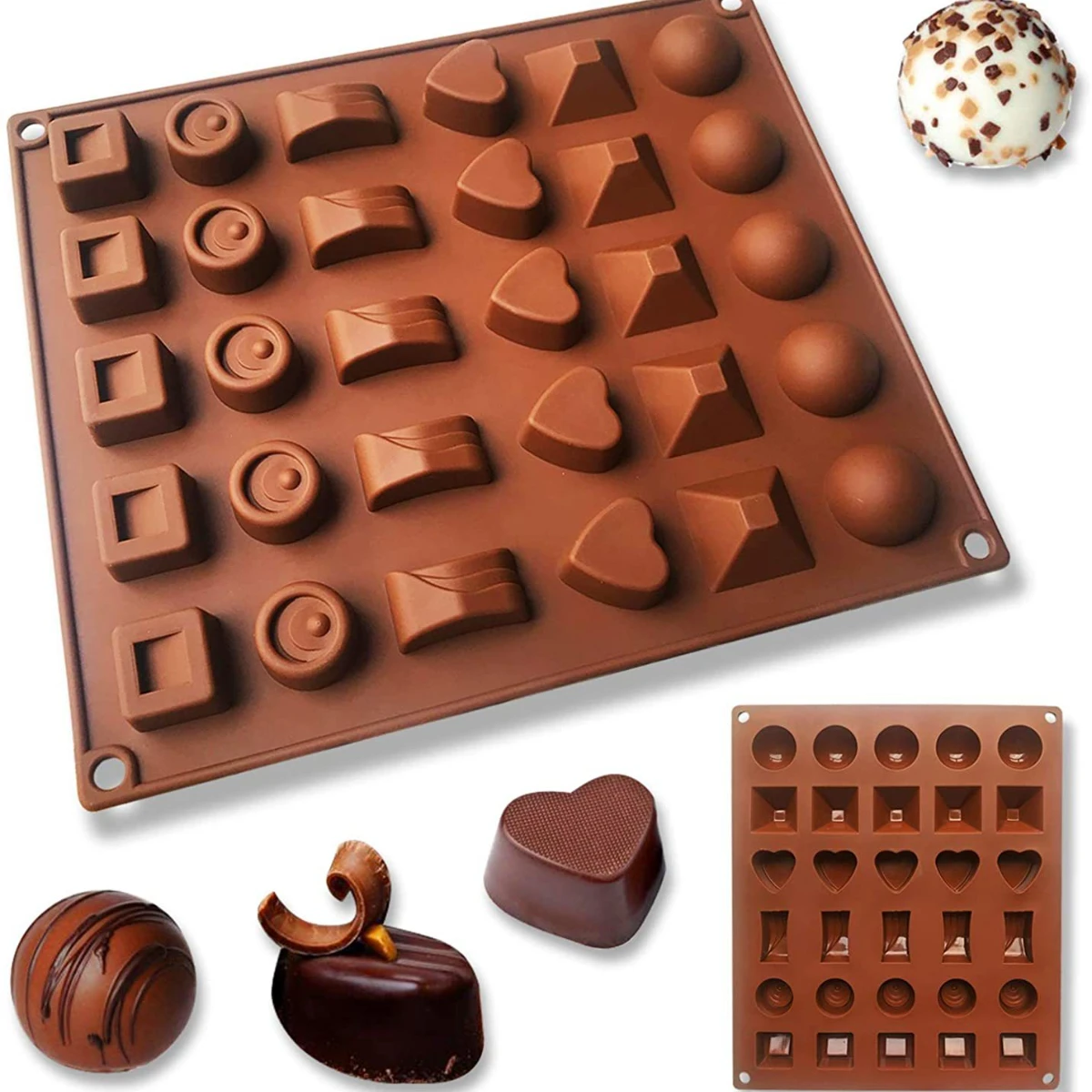 1pcs 30 Cavity Chocolate Bar Mold Large Capacity 3D Silicone Candy Pastry Baking Tools Multiple Shapes Chocolate DIY Baking Mold