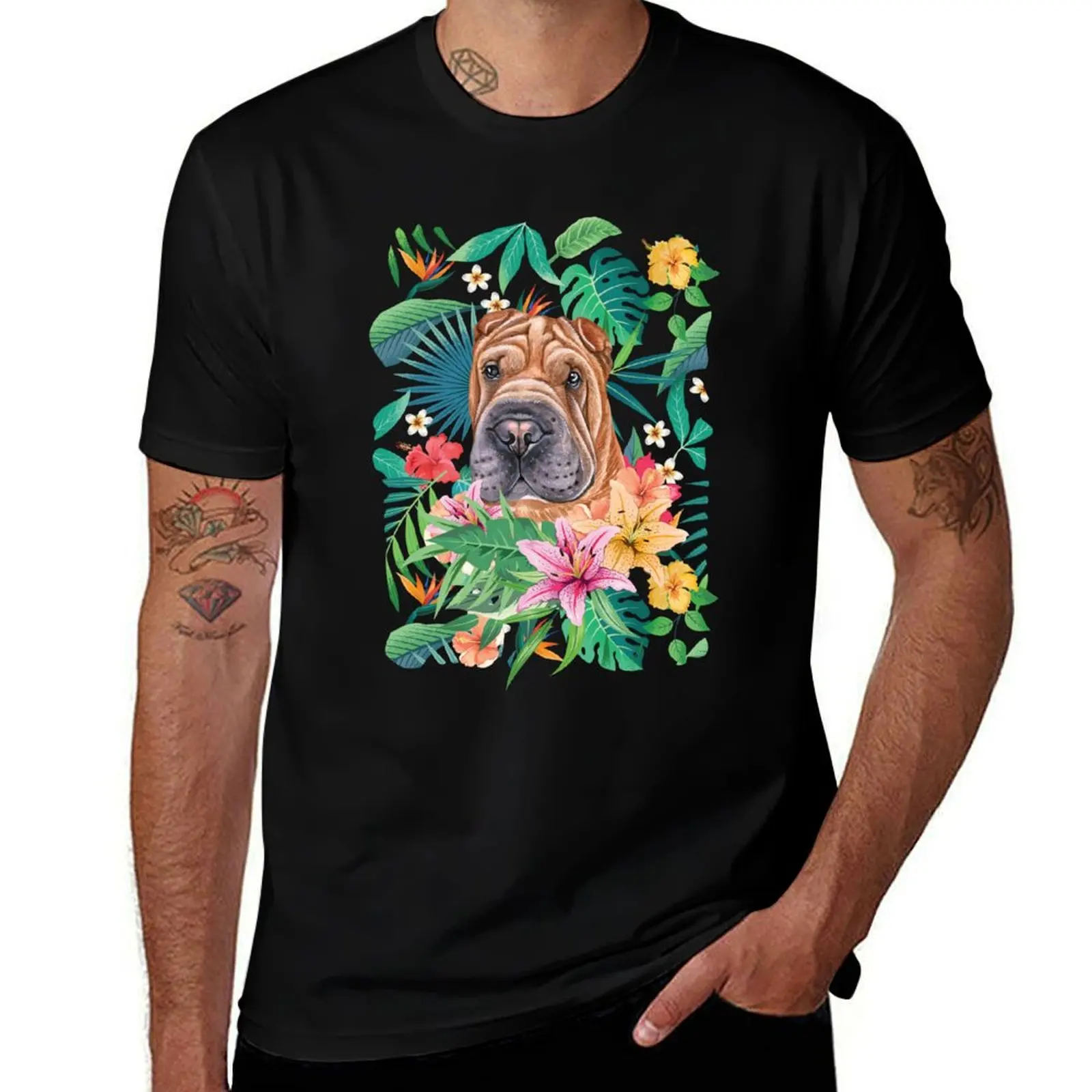 

Tropical Red Shar Pei 2 T-Shirt t shirt man luxury cotton tshirt 100% t shirts for man cotton funny T-Shirt