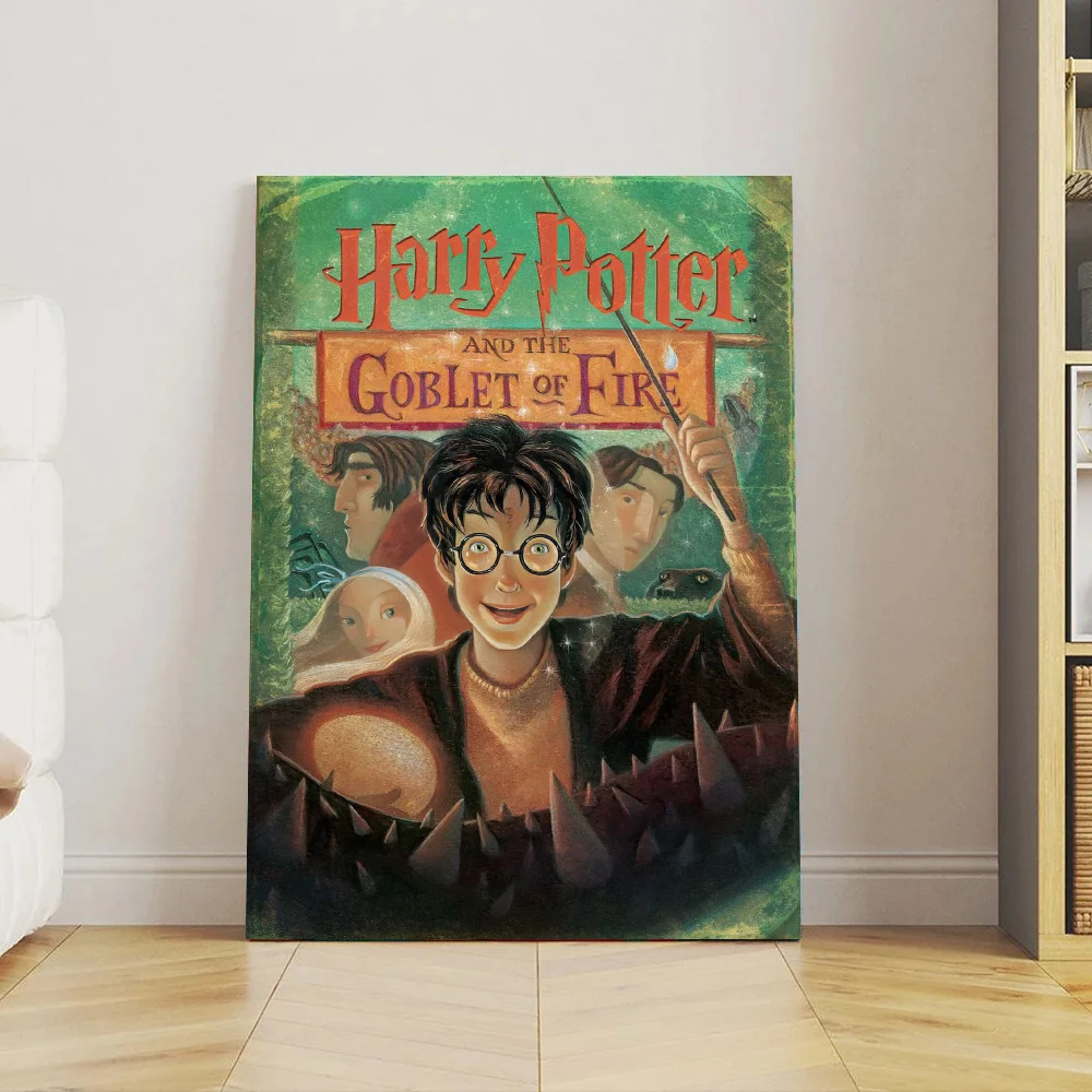 هيروكروس هاري بوتر الكرتون غلاف الكتاب الملصقات ، الكلاسيكية ماجيك مدرسة قماش الفن ، هوجوورتس التوضيح ، جدار ديكور اللوحة