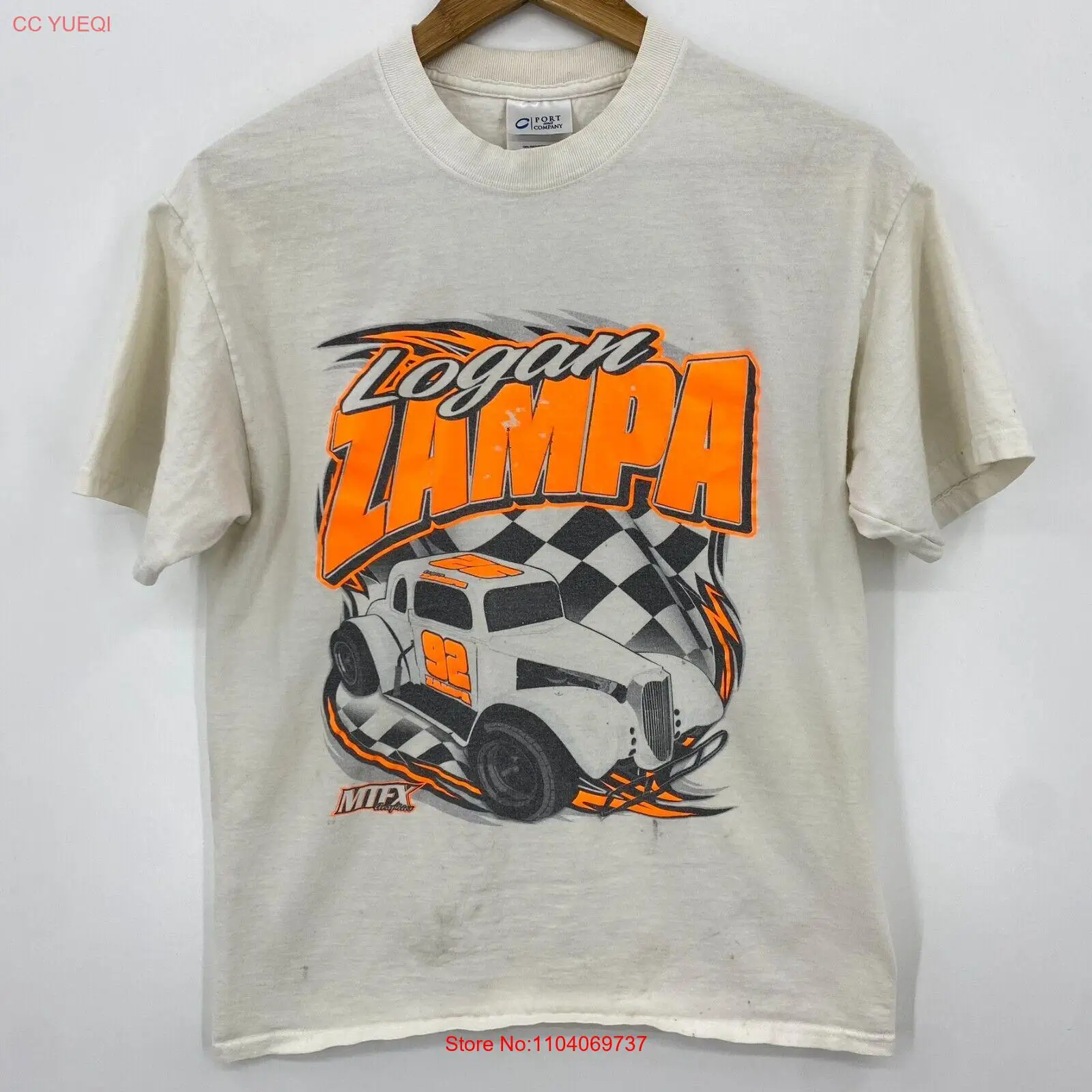 Port And Company T-Shirt Adult M White Logan Zampa #92 Racing MTFX Graphics