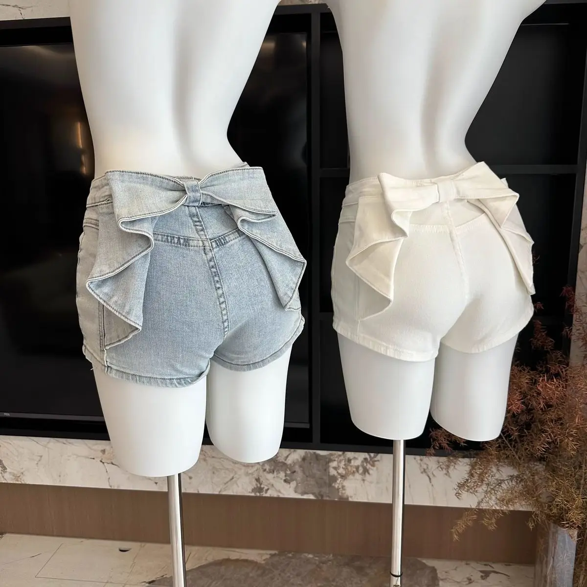 

Japan Niche Bow Denim Shorts High Waist Slim Hot Pants 2026 New