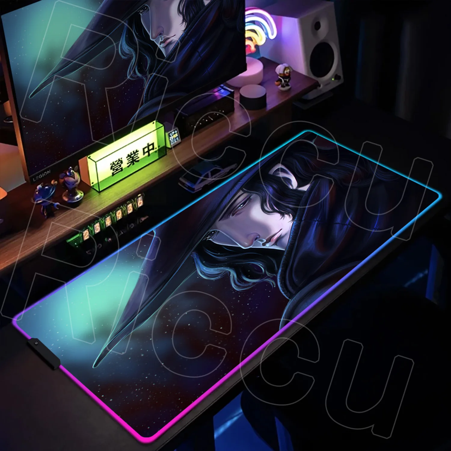

RGB XXL HD Printing Mouse pad protective pad Large Anime Vampire Hunter D Gaming Laptop LED Desk Mat Computer PC Accessories