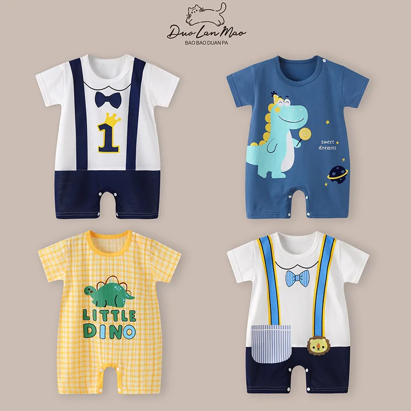 Baby Clothes Infant Toddler Climbing Clothes Summer Boys Baby Thin Girls Short-sleeved Newborn Children Jumpsuit Romper