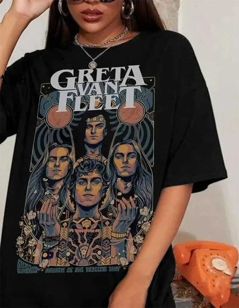 

Greta Van Fleet Gift For Friends Black T-Shirt Cotton All Size