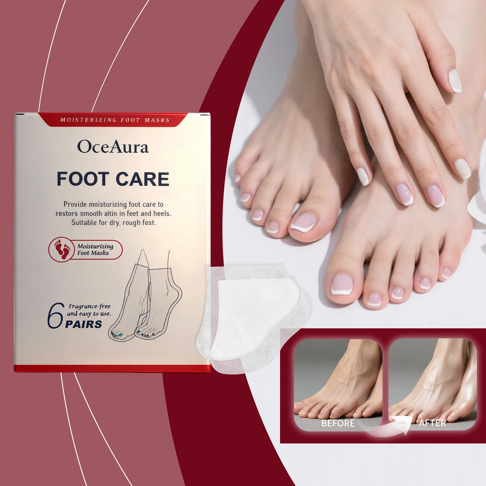 Shea Butter Moisturizing Foot Mask Gentle Exfoliation Remove Dead Skin Relieve Foot Soft Smooth Hydrated Feet Masks Skin Care