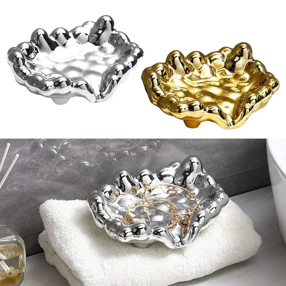 New Light Luxury Style Creative Soap Box Portable Gold Soap Holder Bathroom Household Drain Soap Rack Soap Dish Tray Nonslip