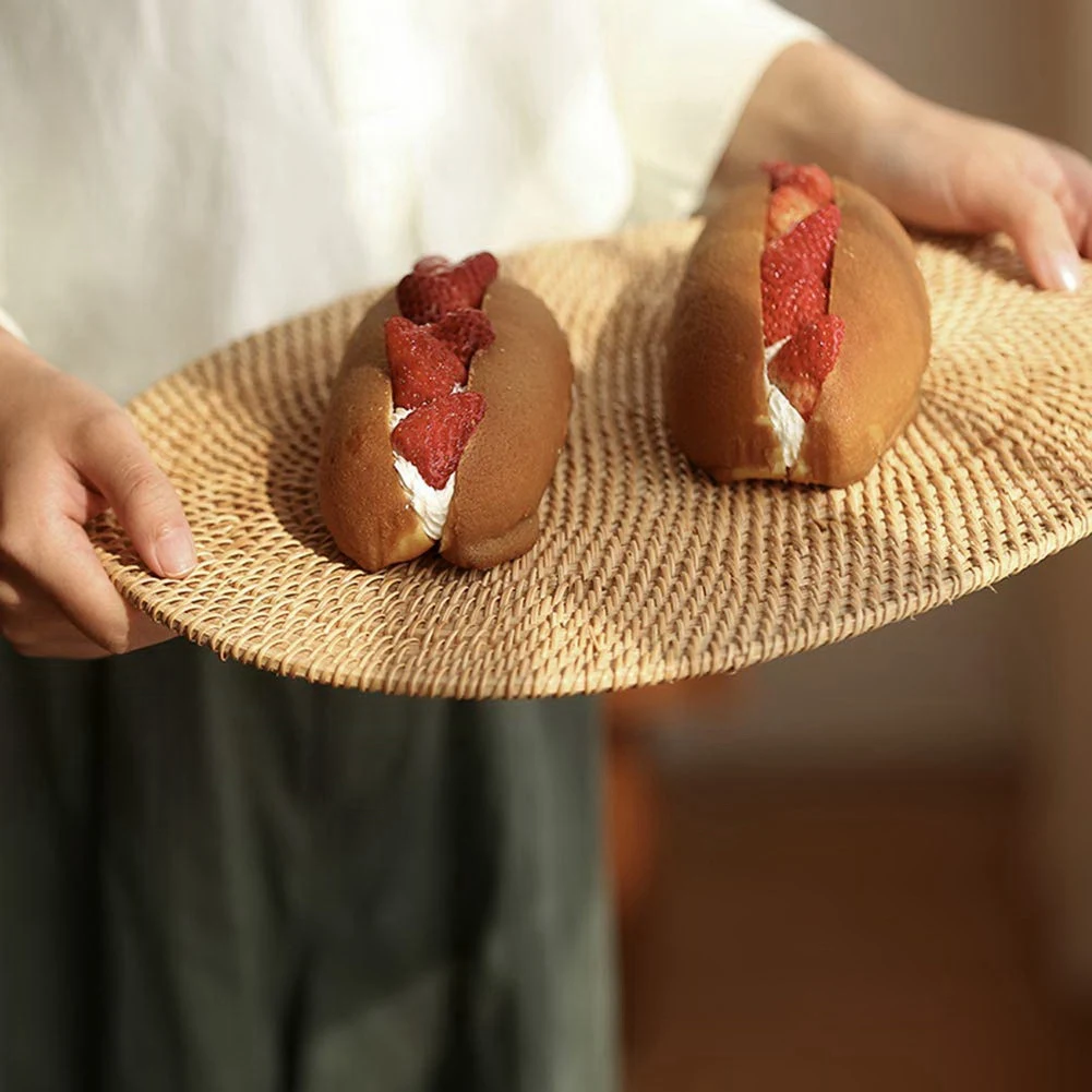 

A68G-2X Rattan Woven Placemats Oval Round Table Mats Non Slip Heat Resistant Place Mat Natural Multipurpose Placemat 30X40cm