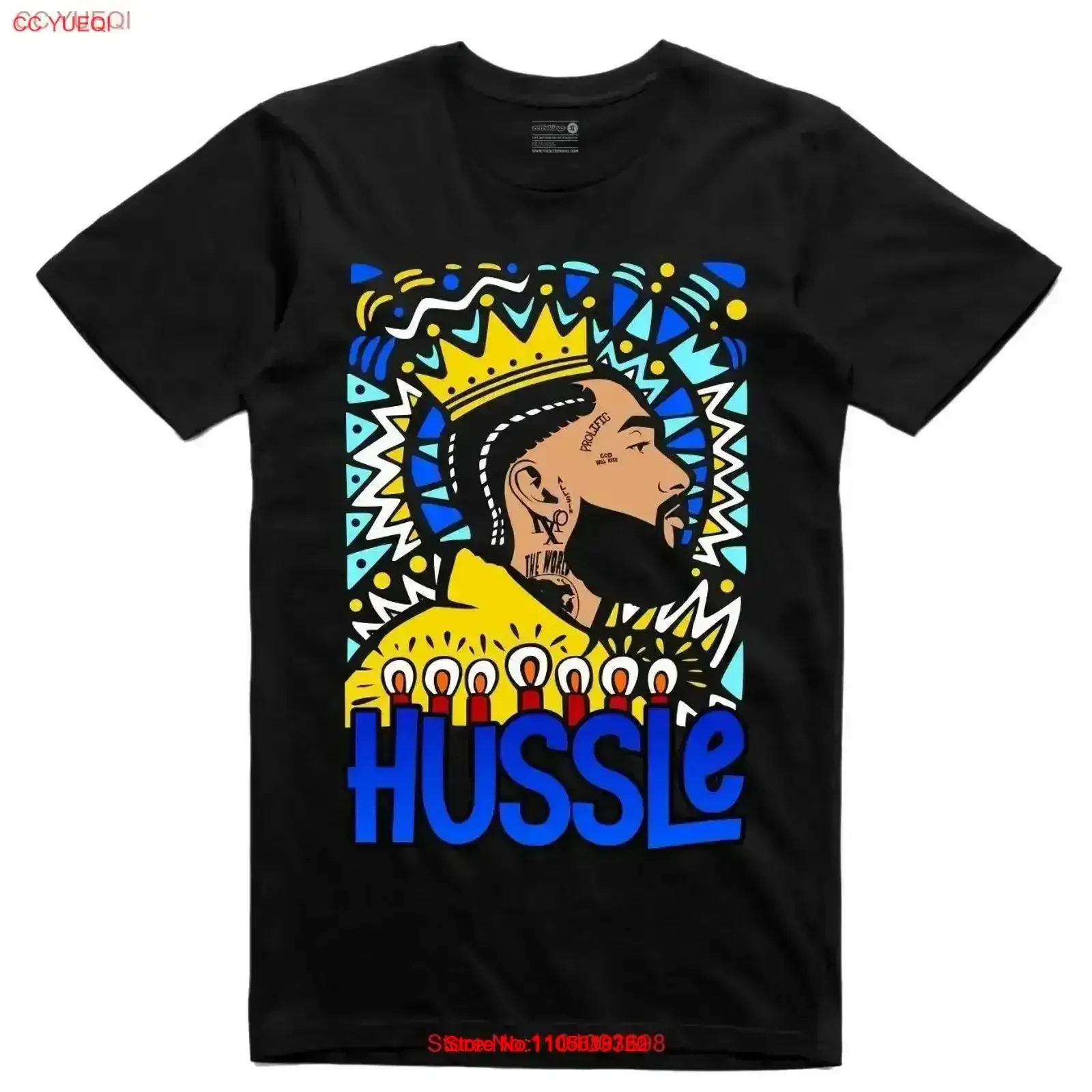 NEW Streetwear on Demand NIPSEY CROWN CANDLES BLACK T Shirt SMALL 3XLARGE vintage Washed Versatile fashion graphic Casual