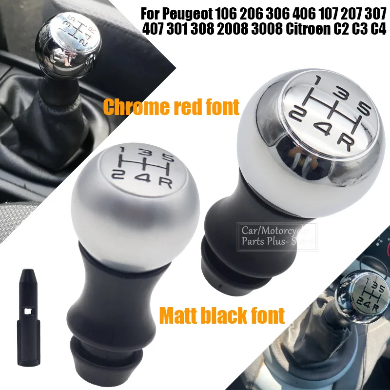 5 Speed MT Gear Shift Knob Lever Shifter Stick For Peugeot 106 206 306 406 107 207 307 407 301 308 2008 3008 Citroen C2 C3 C4