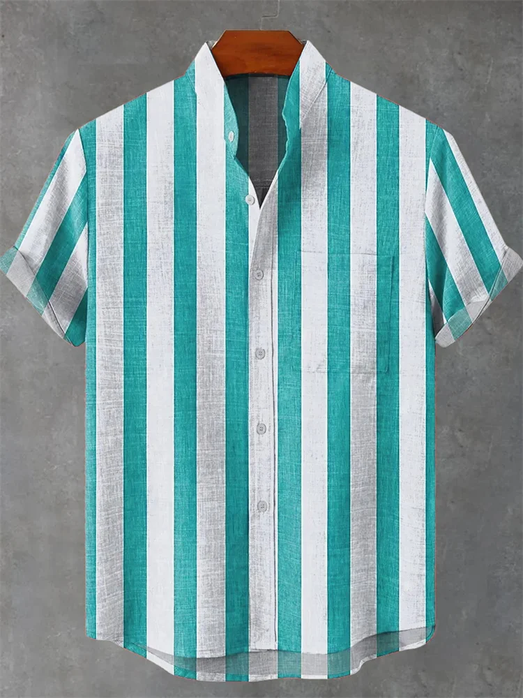 5-color summer men's retro plaid shirt fashion casual luxury shirt short sleeve men's Hawaiian shirt camisa Masculina 5XL 2025