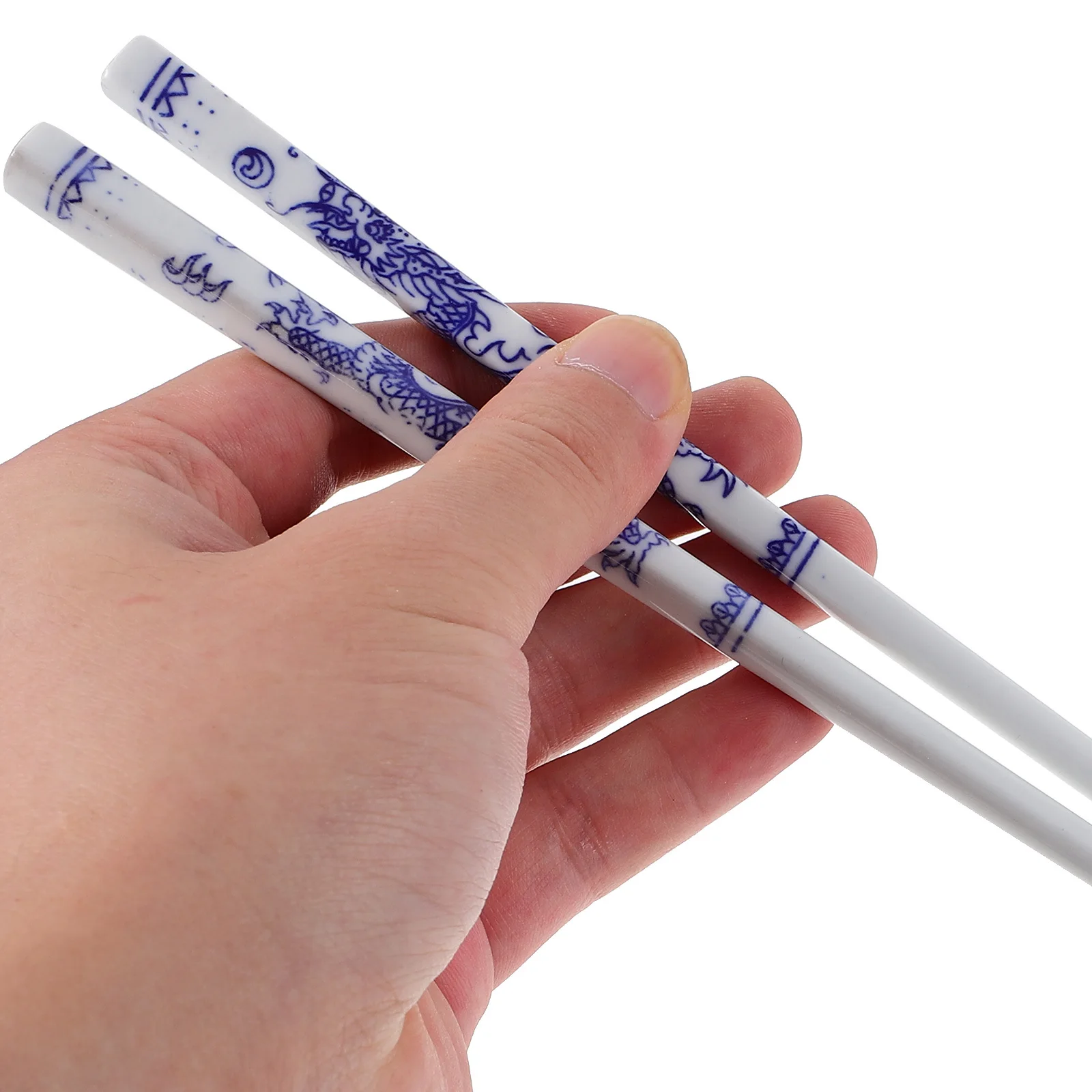 

10Pairs Blue and White Porcelain Chopsticks Elegant Pattern Reusable Dishwasher Safe Multi-Function Dinner Tableware