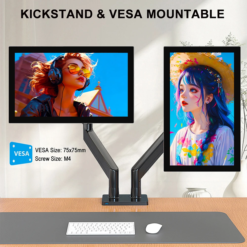 7인치 휴대용 터치 모니터 1280x800 HD IPS, HDMI 타입 C 내장 스피커, 노트북 PC 라즈베리 파이용 소형 외부 화면