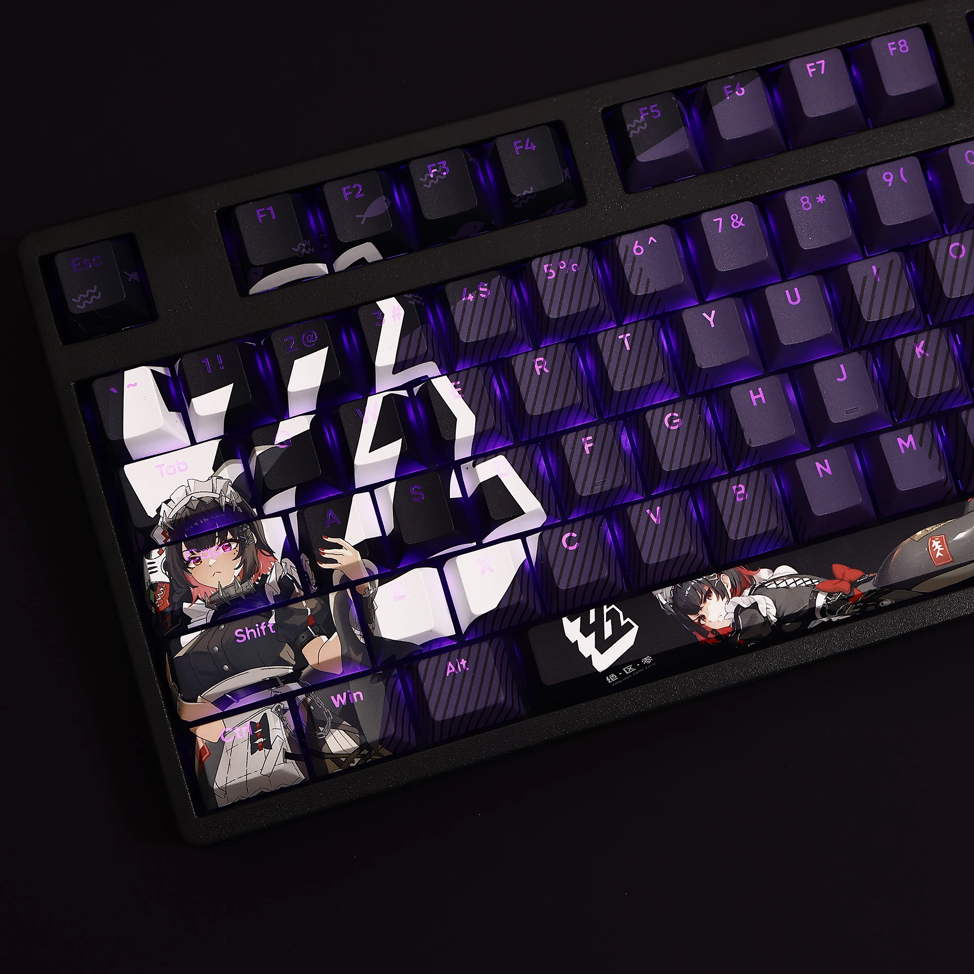 Anime Ellen Joe Keycap Cosplay PBT Transparent 108 Key Caps Custom Game Table Decoration Purple Keycaps