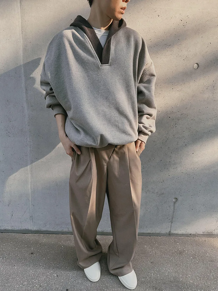 V طوق هوديي الرجال مقنعين المرقعة هوديي مع الأصفاد المرنة الخامس الرقبة ملابس الشارع الشهير لخريف شتاء الخامس الرقبة هوديي #5