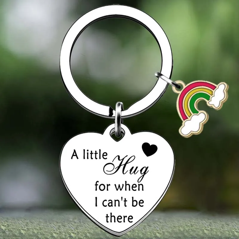 Cute A Little Hug for When I Can’t Be There Keychain Family Friends Birthday Christmas Gifts Key Chain Pendant Jewelry