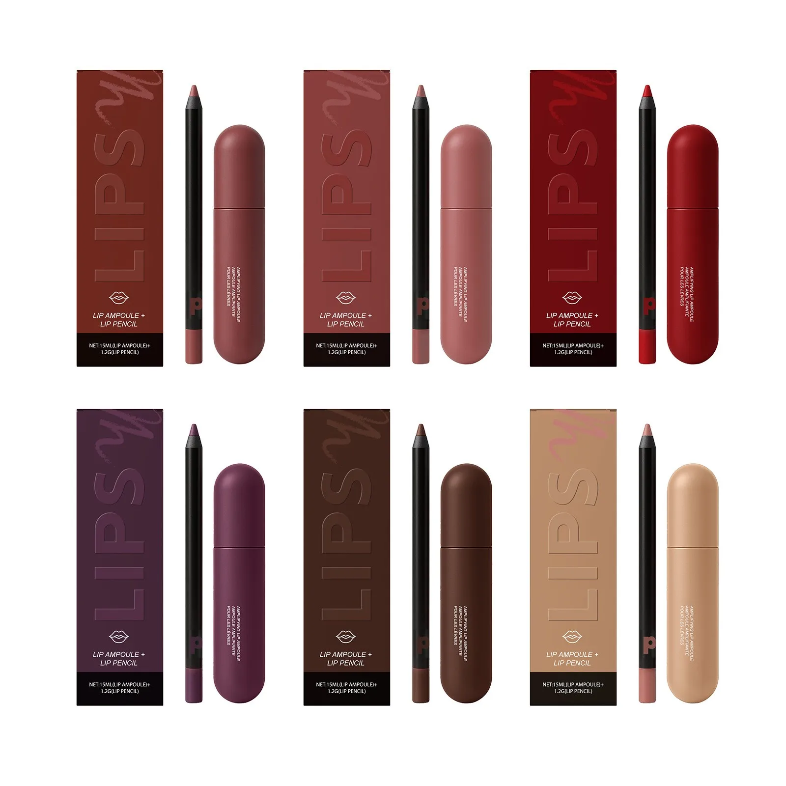 Matita per labbra impermeabile Fiala per labbra Siero Idratazione labbra a lunga durata Liscio rimpolpante Lip Liner Set trucco labbra all'acido ialuronico 15ml