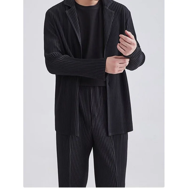 Pleats Pleated Original Suit Long-sleeved Men's Jacket 2024 Spring And Fall Lapel Senior Sense Of Loose Casual Suits For Men