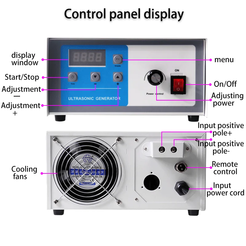 Ultrasonic Generator for Industrial Cleaning Machine 600W-3000W Power Adjustable Timing Remote Control Transducer