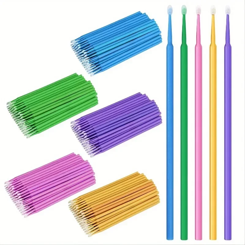 100Pcs/packs Mini Cotton Swab for Easy and Precise Application of Eyelash Adhesive Grafting Used for Makeup and Eyelash Cleaning