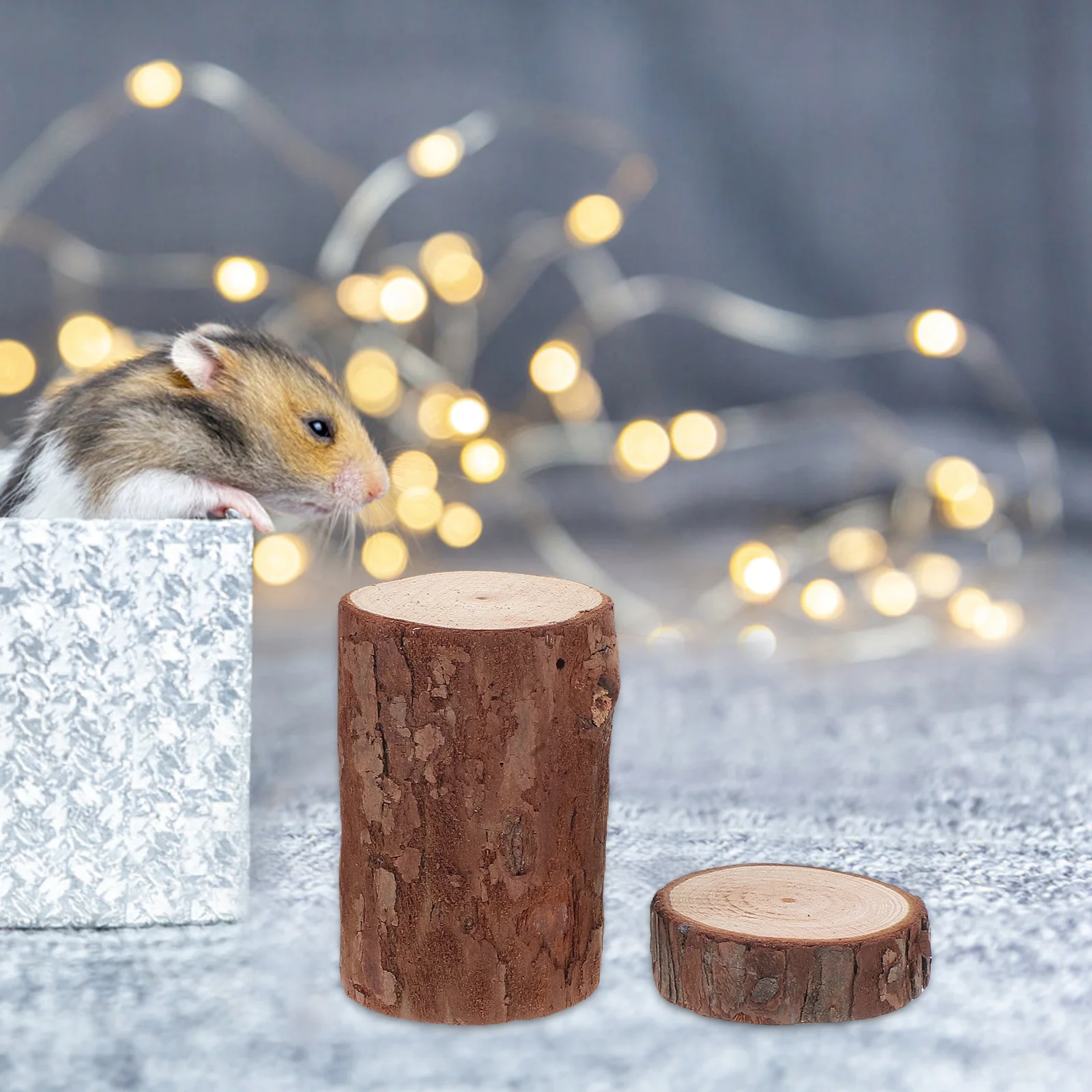 

4pcs Wooden Stump Miniatures For Hamster Cage Decor Rustic Small Animal Habitat Enrichment Tree Stump Accessories Garden