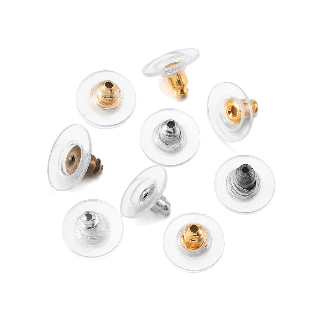 100 PCS DIY Jewelry Accessories Ear Plugs Round Disc Shaped Earring Stoppers - view 3