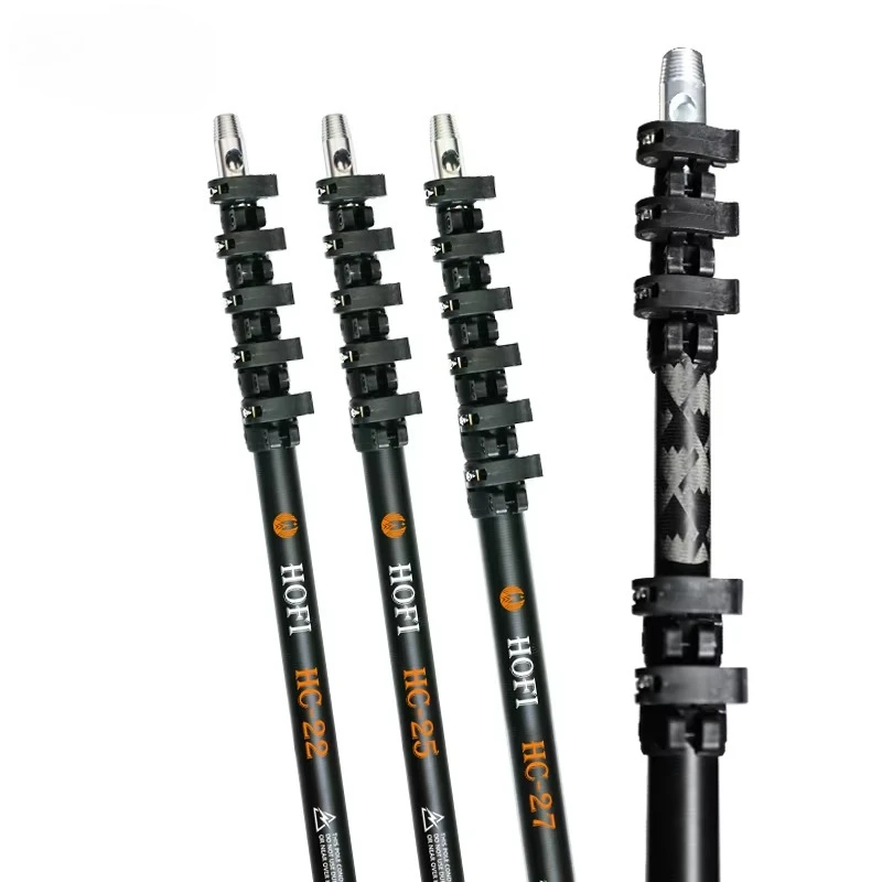 HOFI Carbon Fiber Telescopic Window & Gutter Cleaning Poles 22ft-27ft Length Vacuum Cleaning    Access Durable Lightweight