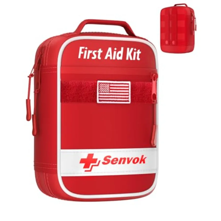 Senvok Kit de Primeros Auxilios de 121 Piezas para Auto, Hogar y Viajes - Kit de Supervivencia de Emergencia con Cierre de Heridas Zip Stitch y Bolsa Molle