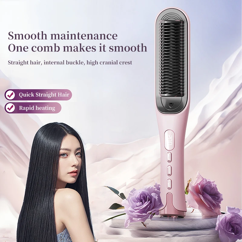 

Портативная щетка-выпрямитель для волос, быстрый керамический нагрев, расческа с горячим воздухом, используйте щипцы для завивки и выпрямления волос для дома и путешествий, салона