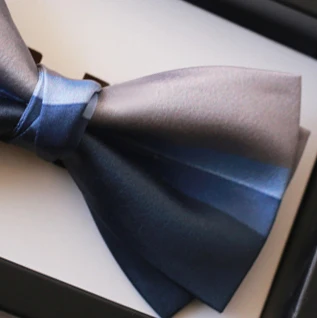 High-end blue silver-gray high-end gift box splicing wedding wedding groomsman man\'s bow tie