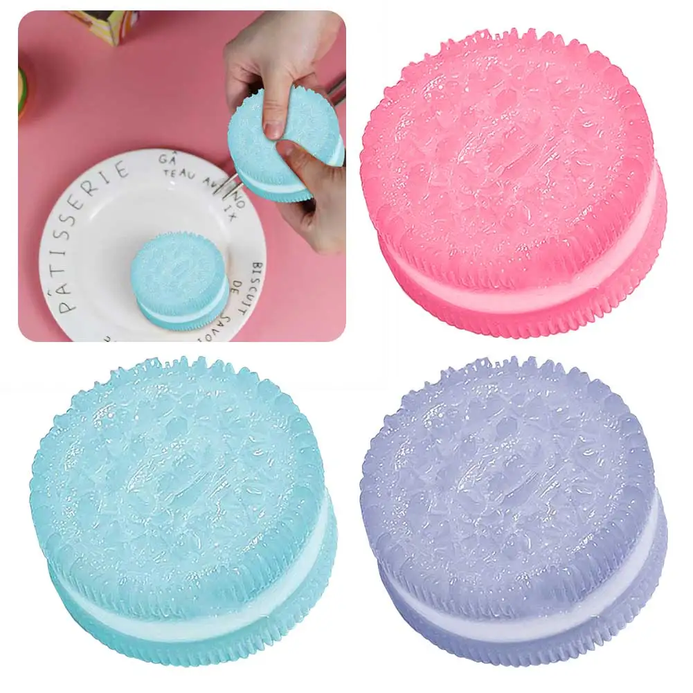 1Pc Mini Handmade Silicone Round Cookies Stress Relief Squishy Toy Mochi Taba Squishy New Fidget Toy Biscuit Pinching Toy