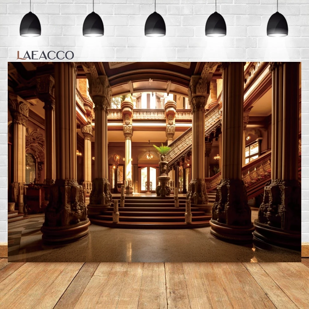 Роскошный фон Laeacco для портретной фотосъемки дворцовых залов, бальных залов, люстр, королевского благородного свадебного торжества
