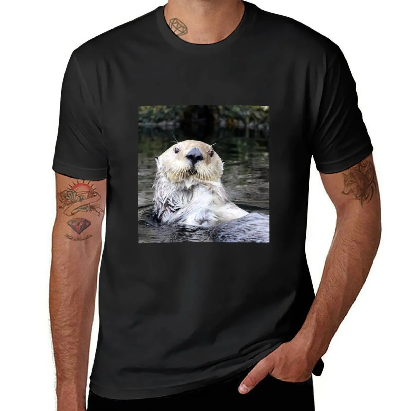 Sea Otter.....Hi There! T-Shirt customs summer clothes funnys blanks slim fit t shirts for men