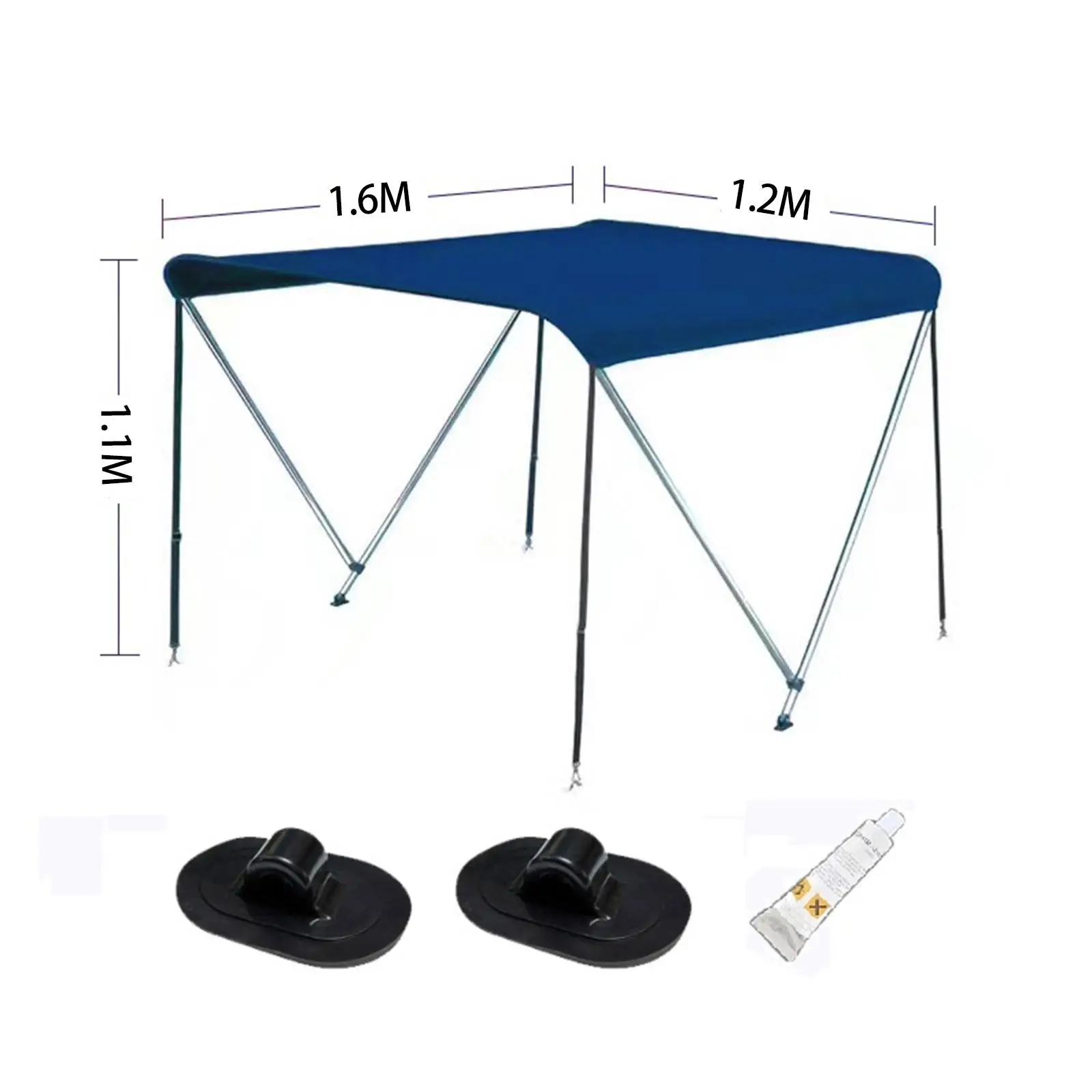 Inflatable Boat Canopy with Support Rod Sun Protection Sunshade Shelter Foldable Tent Kayak Awning for Fishing Boat Dinghy