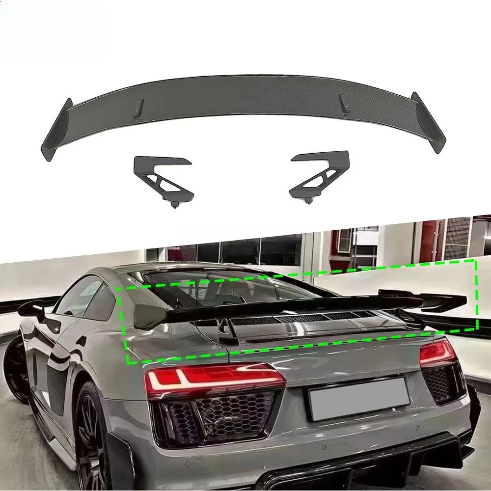 Carbon Fiber FRP Rear Lip Spoiler Trunk Wings With Bracket for Audi R8 2013-2022 Rear Boot Spoiler Car Styling