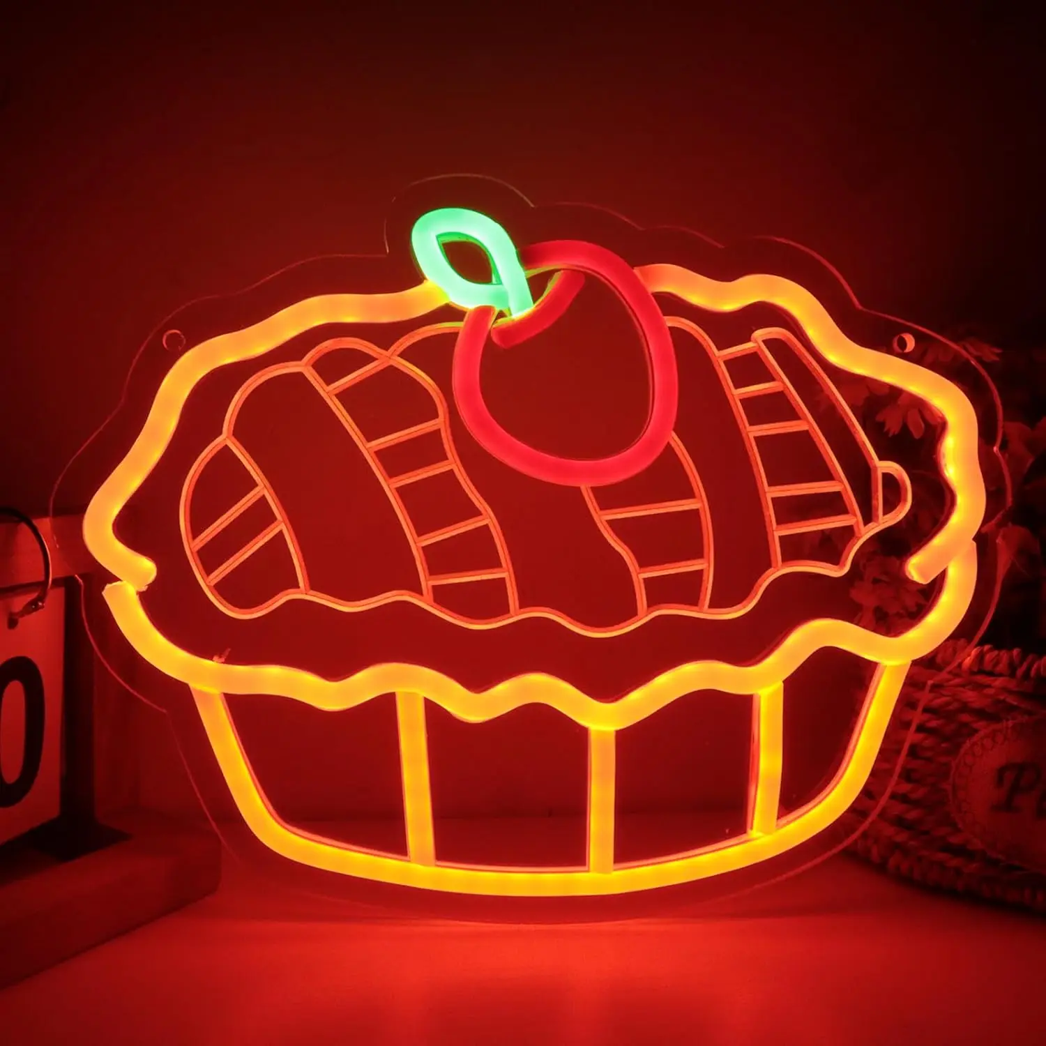 Apple Pie Neon Sign USB Dimmable LED Neon Light for Home Kitchen Restaurant Coffee Shop Club Bar Decoration Gift