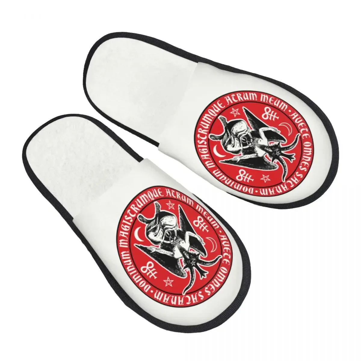 Baphomet Crosses Comfort Scuff Memory Foam Slippers Women Devil Hail Satan Spa House Shoes