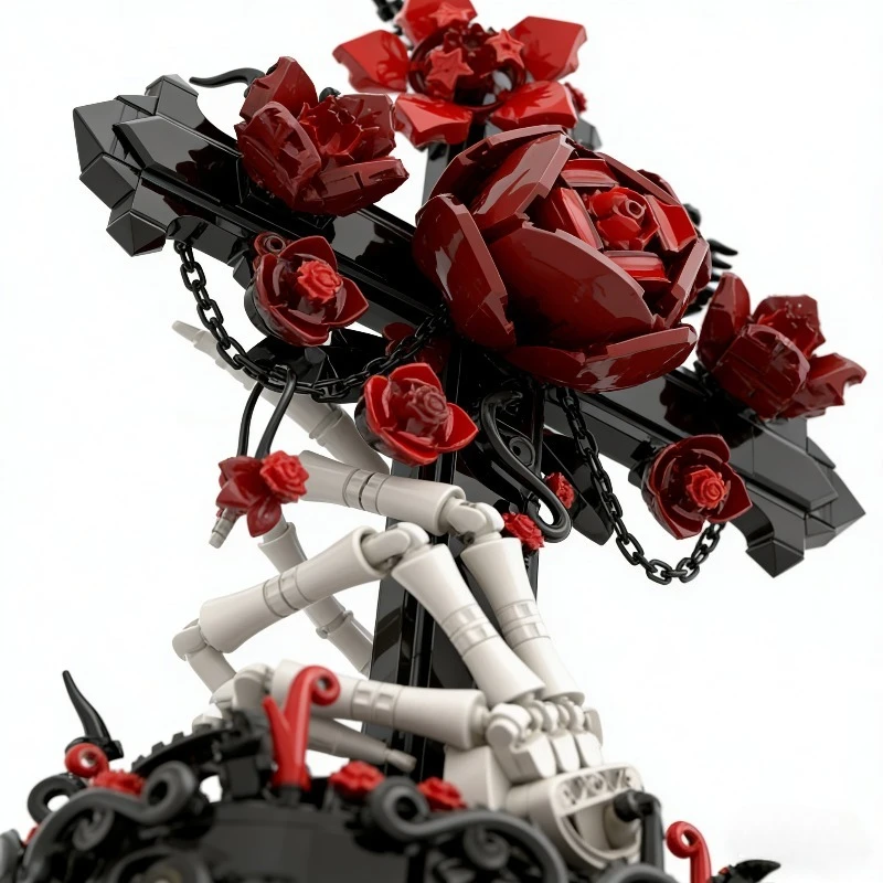 636-Piece Gothic Cross Model - MOC Architectural Building Kit for Teens & Adults, Dark Aesthetic Decor Gift