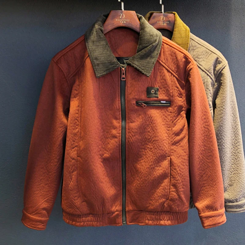 

2025 Autumn/Winter New Men's Color blocked Splicing Jacket High end Versatile Fashion Trend Jacket Collar Zipper Jacket