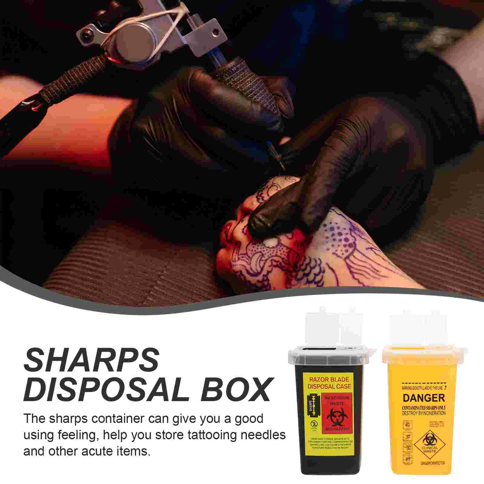 2pcs Sharps Disposal Containers Plastic Recycle Boxes Tattooing Sharps Waste Disposal Holders sharps bucket