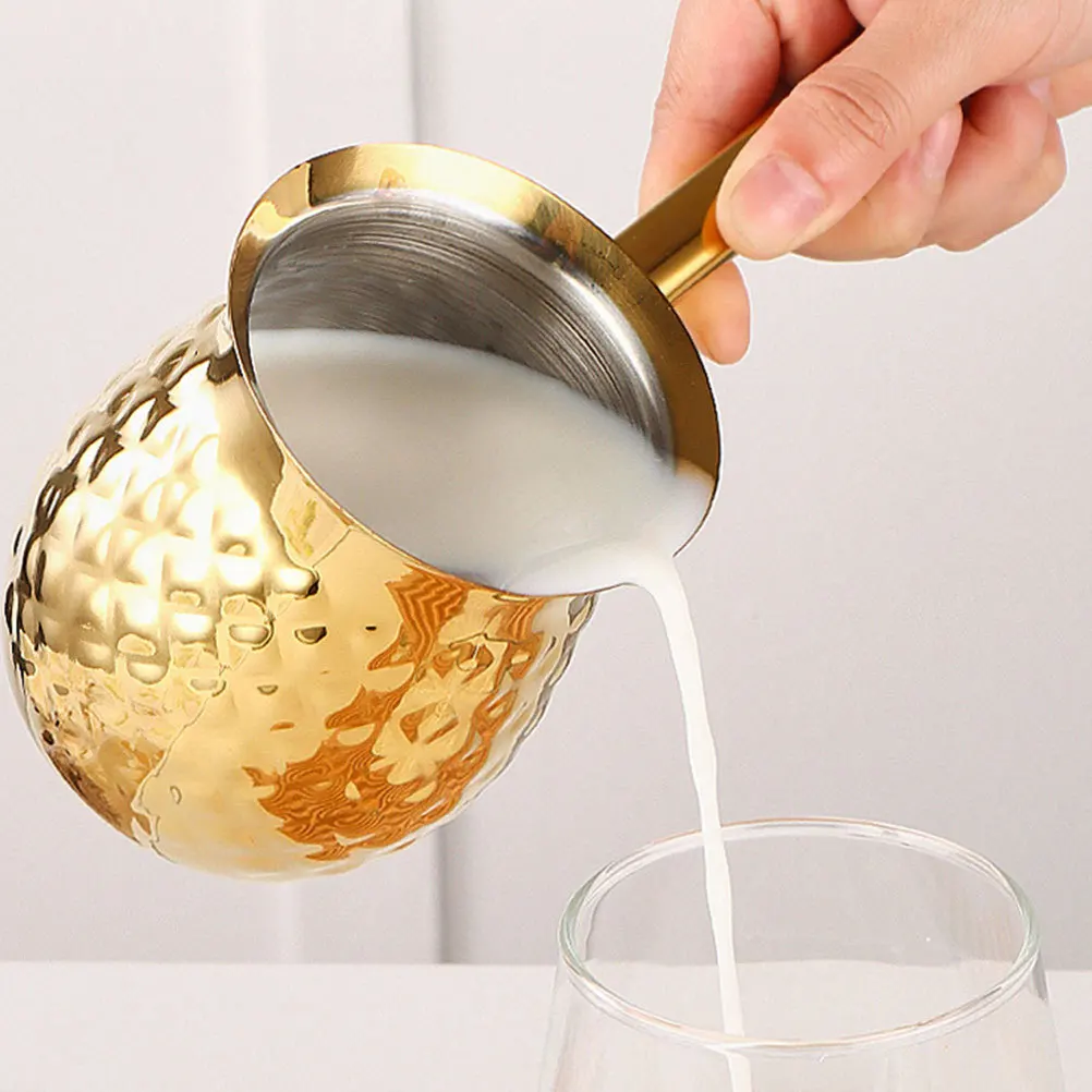 

Traditional Turkish Coffee Pot Vintage Metal Cezve Coffee Maker Stove Warmer Golden 600ml for Home Butter Melter