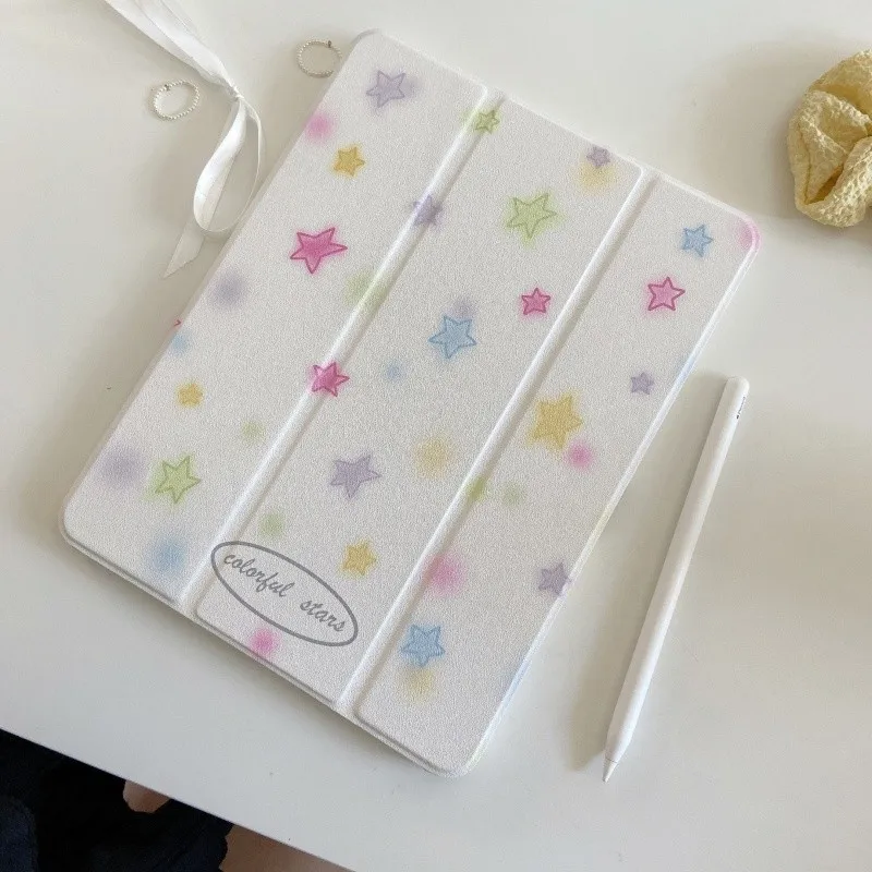 Tri-fold Stand with Pencil Holder Gradient Stars Tablet Case for iPad Pro 11/12.9/13 Air 11/13in 2026 M3 M4 M5 Protective Cover