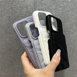 Fashion new for iPhone15 phone case diamond grid insert card bag iPhone 14promax half bag anti-drop 13 simple 12 protective case